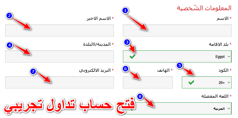 فتح حساب تداول تجريبي