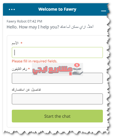 خدمة عملاء فورى شات