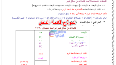 نموذج قائمة الدخل